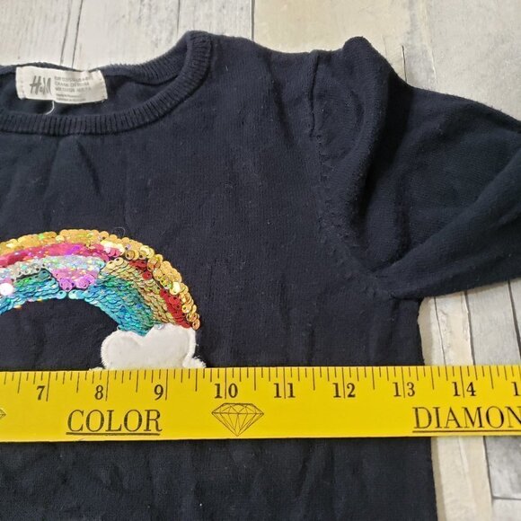 H&M Kids Will Change the World Blue Sweater - Sequin Rainbow - Size 6-8Y - Picture 4 of 6